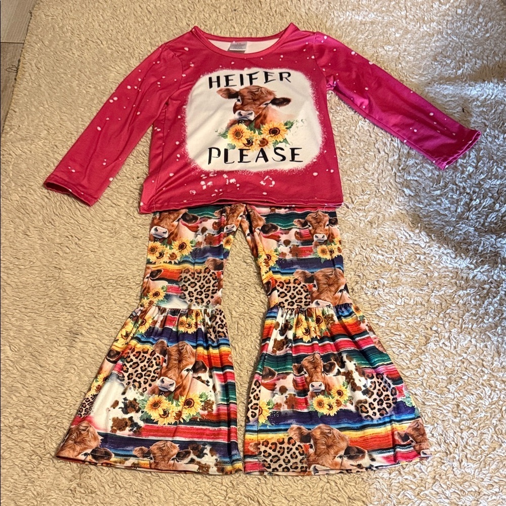 Toddler “Heifer Please” Bell Bottom Outfit